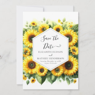 Elegante Minimal Sonnenblume Hochzeit Save The Date