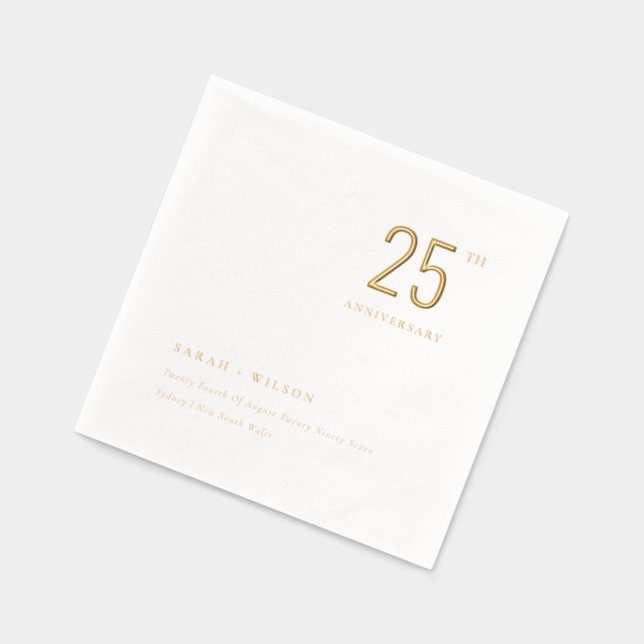 Elegante Minimal Topographie Hochzeit Jubiläum Servietten Mit Folie (Links)