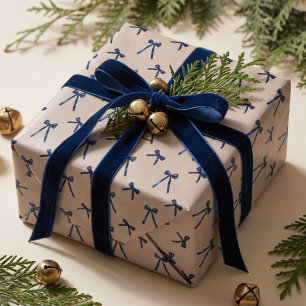 Elegante Minimal Wassermalerei Navy-Weihnachts-Sch Geschenkpapier