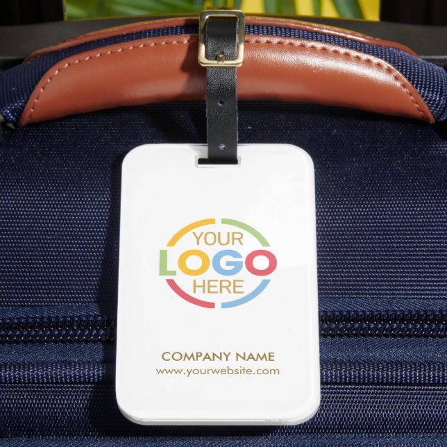 Elegante Minimal White Gold Business Logo Reise Gepäckanhänger (Vorderseite Insitu 2)
