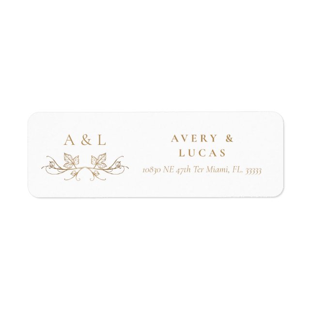 Elegante Minimal White Gold Monogram Wedding Retur (Vorne)