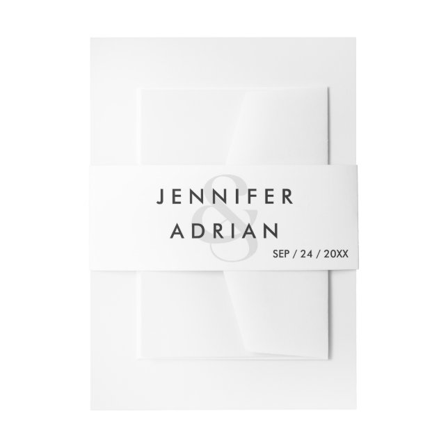 Elegante Minimal White Modern Wedding Einladungsbanderole (Vorderseite Beispiel)