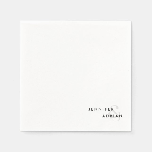 Elegante Minimal White Modern Wedding Serviette (Vorderseite)