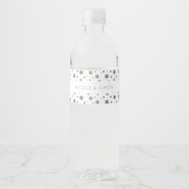 Elegante Minimal Winter Snowflakes Musterinitials (Vorderseite)
