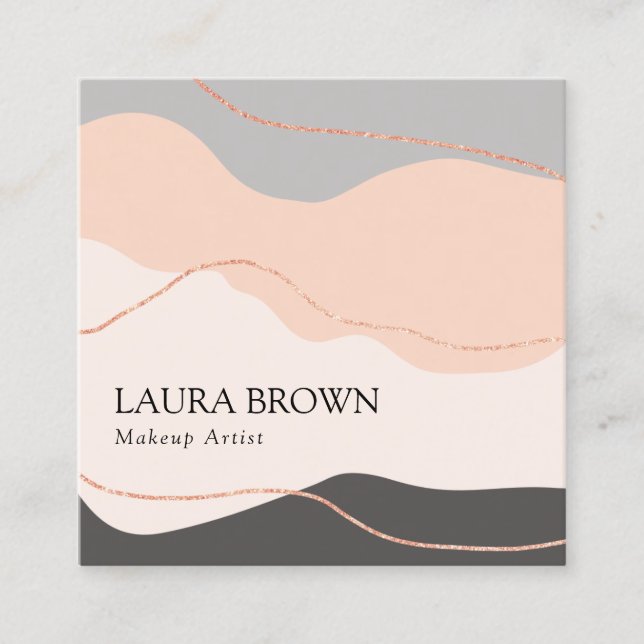 Elegante minimale abstrakte Rose Gold Glitzer Make Quadratische Visitenkarte (Vorderseite)