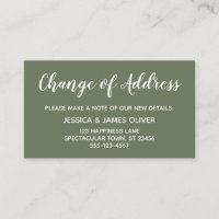 Elegante minimale Änderung der Adresse Olive Green