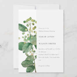 Elegante Minimale Blätter Hochzeit von Foliage Grü Einladung