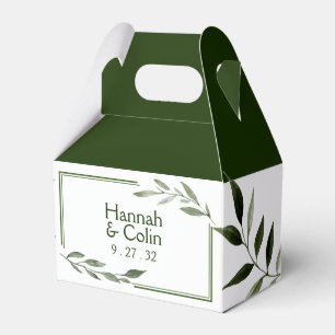 Elegante minimale Blätter rahmen den grünen Olive Geschenkschachtel