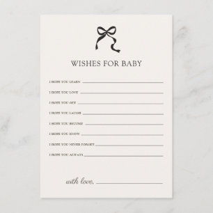Elegante minimale Bow-Wünsche für Baby Begleitkarte