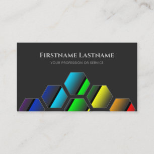 Elegante minimale dunkelgraue Regenbogenfarben Hex Visitenkarte