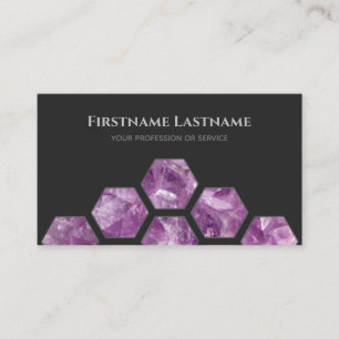 Elegante minimale dunkelgraue violette Amethysthex Visitenkarte