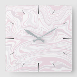 Elegante minimale erröten rosa u. weißer quadratische wanduhr
