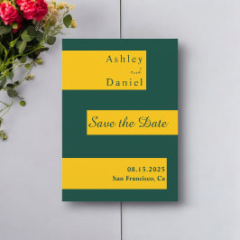 Elegante minimale Grün-Gold Moderne schicke Hochze Save The Date
