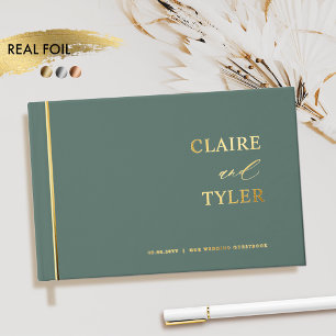 Elegante, minimale Hochzeit auf der Tour Gästebuch