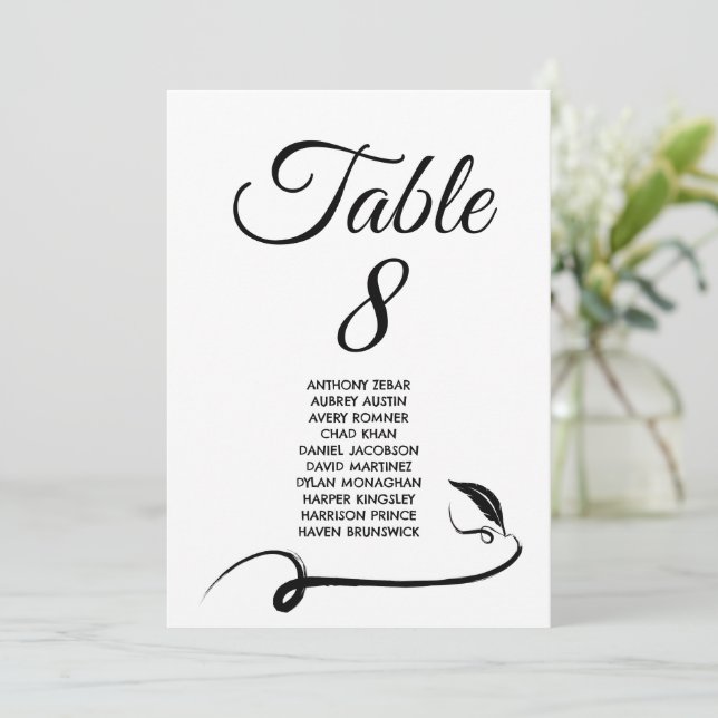 Elegante minimale Hochzeitstichtafelkarten Einladung (Stehend Vorderseite)