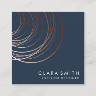 Elegante minimale Imitat Rose Gold geometrische Ma Quadratische Visitenkarte