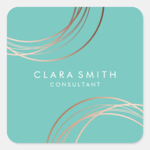 Elegante minimale Imitate Rose Gold geometrisch aq Quadratischer Aufkleber