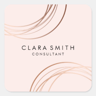 Elegante minimale Imitate Rose Gold geometrisch ro Quadratischer Aufkleber