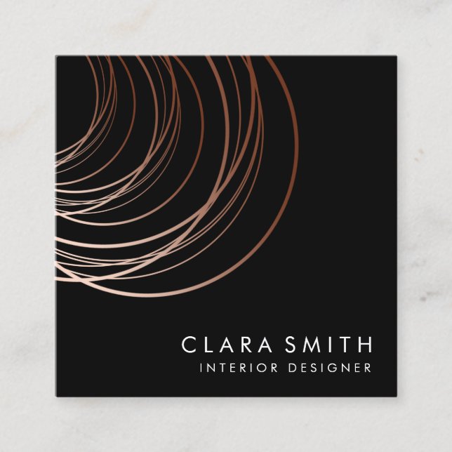 Elegante minimale Imitate Rose Gold geometrisch sc Quadratische Visitenkarte (Vorderseite)