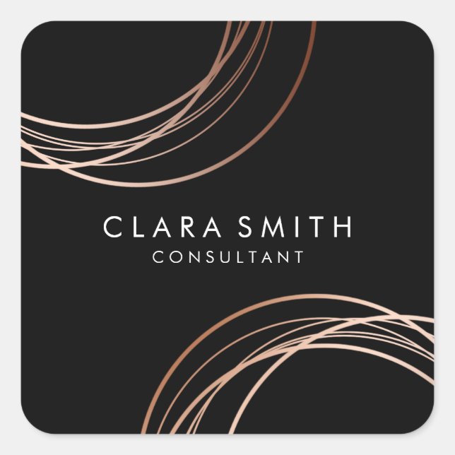 Elegante minimale Imitate Rose Gold geometrisch sc Quadratischer Aufkleber (Vorderseite)