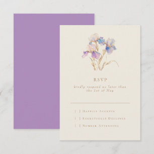 Elegante Minimale Iris Blumen RSVP Karte