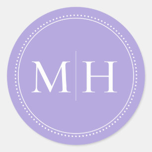 Elegante, minimale lila Monogramm gepunktete Umran Runder Aufkleber