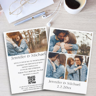 elegante minimale qr Code uAwg 4 Fotos Hochzeit Einladung