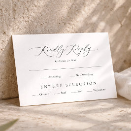 Elegante minimale RSVP-Karte mit Essensauswahl Begleitkarte