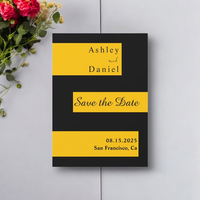 Elegante minimale Schwarz und Gold Moderne schicke Save The Date (Von Creator hochgeladen)