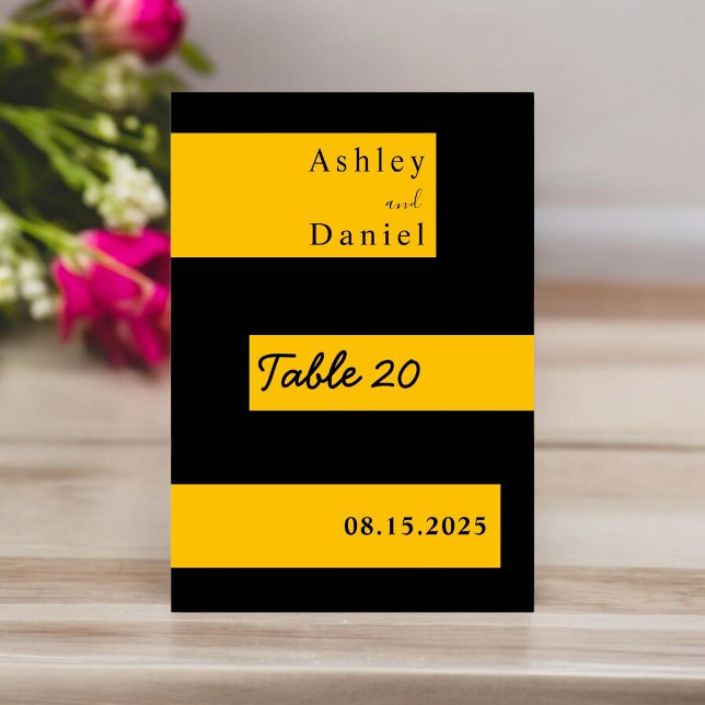 Elegante minimale Schwarz und Gold Moderne schicke Tischnummer (Von Creator hochgeladen)