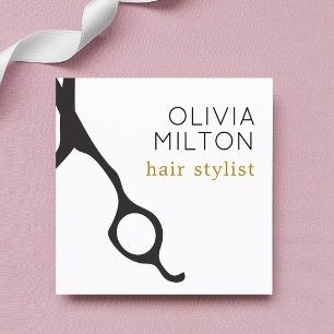 Elegante minimale schwarze Schere Hairstylist Quadratische Visitenkarte