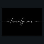 Elegante minimale Skriptkarten Nummer 21 Tischnummer<br><div class="desc">Dieses Design der Tischnummer zeichnet sich durch einen eleganten,  minimalen Schriftart aus. Klicken Sie auf die Schaltfläche "Klicken,  um weitere Anpassungen vorzunehmen",  um die Farbe und die Hintergrundfarbe des Skripts zu bearbeiten. Sehen Sie sich die gesamte Kollektion an,  um mehr passende Artikel zu finden!</div>