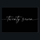 Elegante minimale Skriptkarten Nummer 27 Tischnummer<br><div class="desc">Dieses Design der Tischnummer zeichnet sich durch einen eleganten,  minimalen Schriftart aus. Klicken Sie auf die Schaltfläche "Klicken,  um weitere Anpassungen vorzunehmen",  um die Farbe und die Hintergrundfarbe des Skripts zu bearbeiten. Sehen Sie sich die gesamte Kollektion an,  um mehr passende Artikel zu finden!</div>