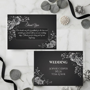 Elegante Minimale Typografie Schwarz Weiß Monochro Dankeskarte