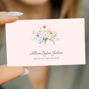 Elegante minimalist Wildblumen floral Visitenkarte