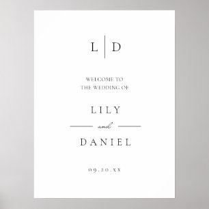 Élégante minimaliste Monogram Mariage Affiche de b