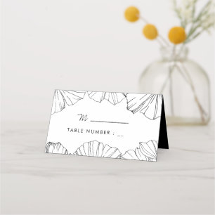 Elegante Minimalistin Ginkgo Biloba Hochzeit Platzkarte