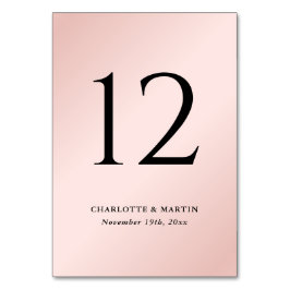 Elegante Minimalistisch Blush und Black Wedding Tischnummer