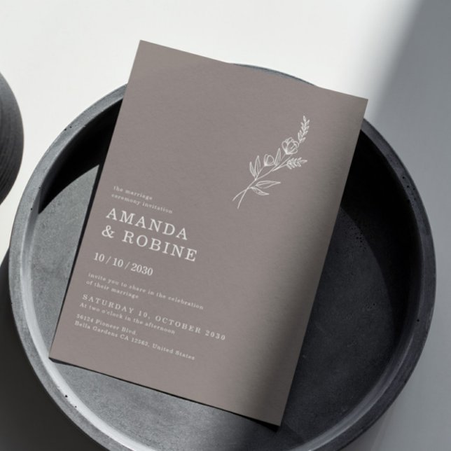 Elegante Minimalistisch Chic Blätter Blume Hochzei Einladung (Von Creator hochgeladen)