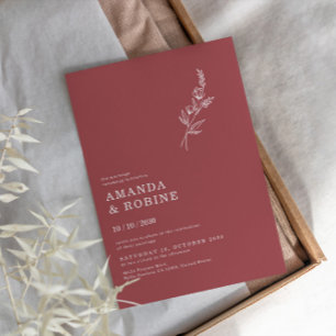 Elegante Minimalistisch Chic Blätter Blume Hochzei Einladung