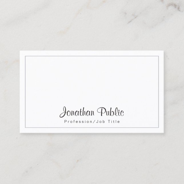 Elegante Minimalistisch Chic Gray White Modern Visitenkarte (Vorderseite)