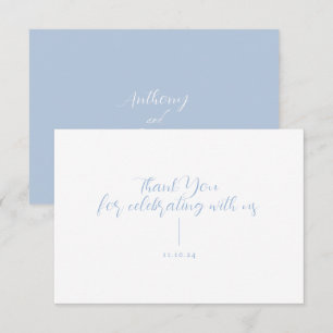 Elegante Minimalistisch Dusty Blue Dankeschön Card Dankeskarte
