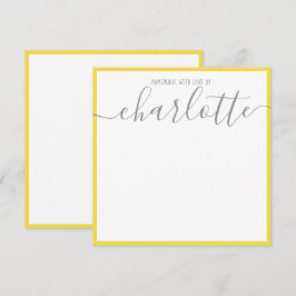Elegante Minimalistisch-Gelbe Streifen Graue Skrip Mitteilungskarte