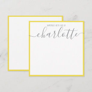 Elegante Minimalistisch-Gelbe Streifen Graue Skrip Mitteilungskarte