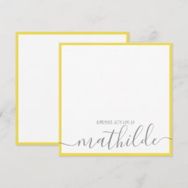 Elegante Minimalistisch-Gelbe Streifen Graue Skrip Mitteilungskarte