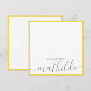 Elegante Minimalistisch-Gelbe Streifen Graue Skrip Mitteilungskarte