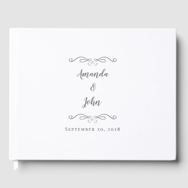Elegante Minimalistisch-Graue-Chic-Hochzeit Gästebuch (Vorderseite)