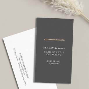 Elegante Minimalistisch Gray Imitate Gold Friseur Visitenkarte
