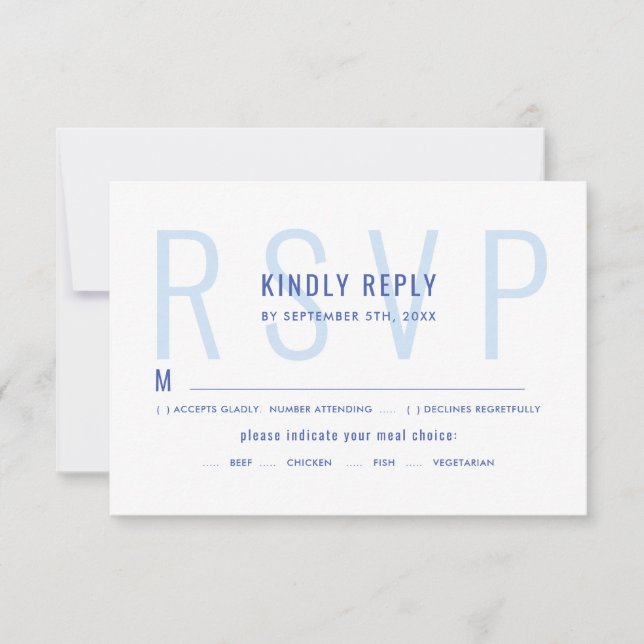Elegante Minimalistisch Light Blue Modern Meal Cho RSVP Karte (Vorderseite)