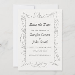 Elegante Minimalistisch Line Art Wedding Save the 